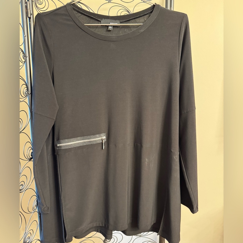 Sun Kim Women's Stretch Jersey Knit Long Sleeve Tunic Top Large